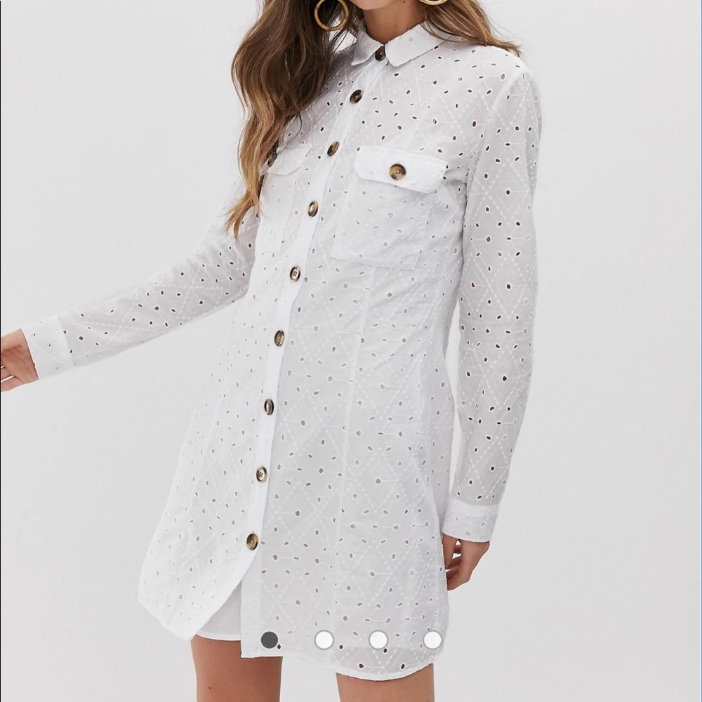 ASOS Spring Summer White Perforated Dress SM.